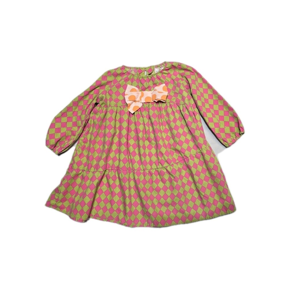 Right Bank Babies Girls Dress Size 5 T Pink Green Bow